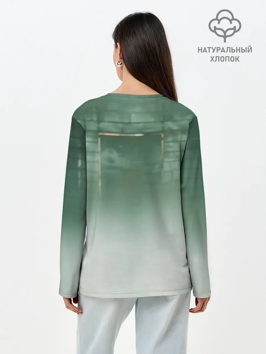 Лонгслив женский. Хлопок / Хаски в комнате