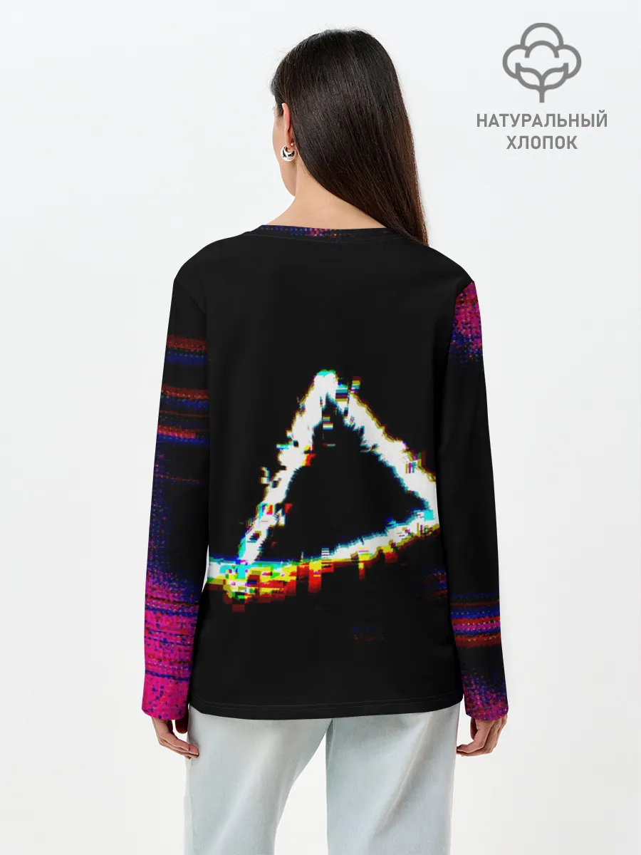 Лонгслив женский. Хлопок / Игра в кальмара глитч