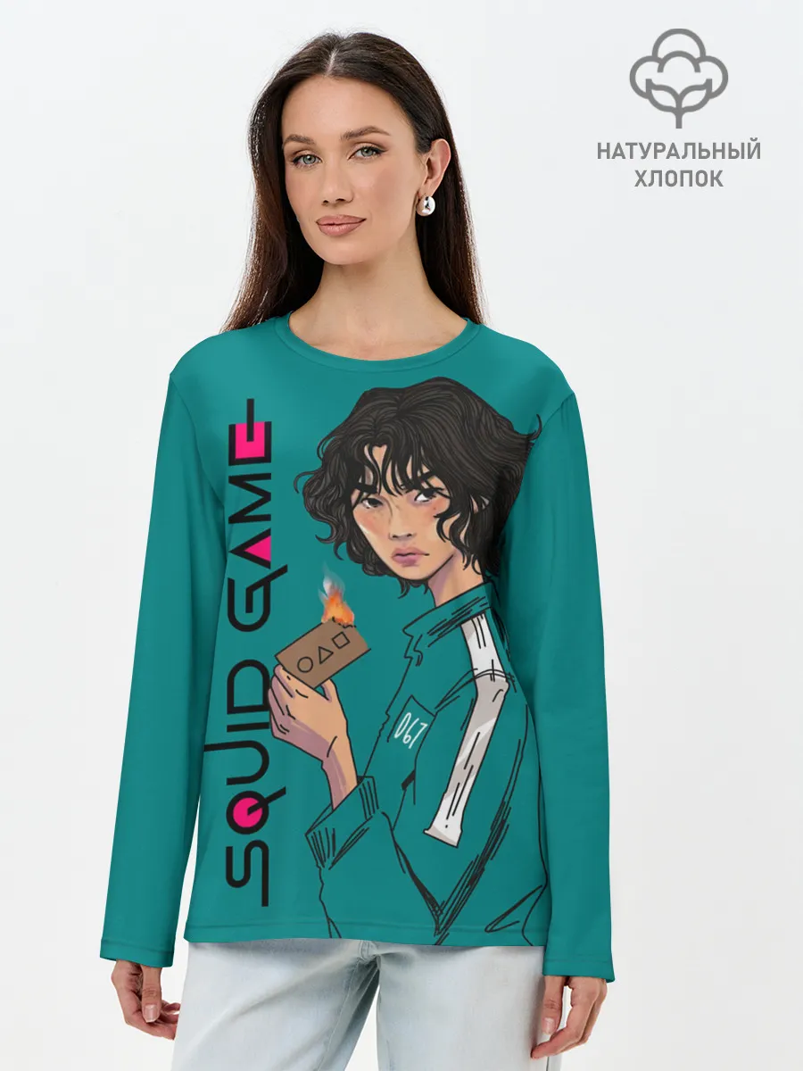 Лонгслив женский. Хлопок / Кан Сэ Бёк сжигает визитку