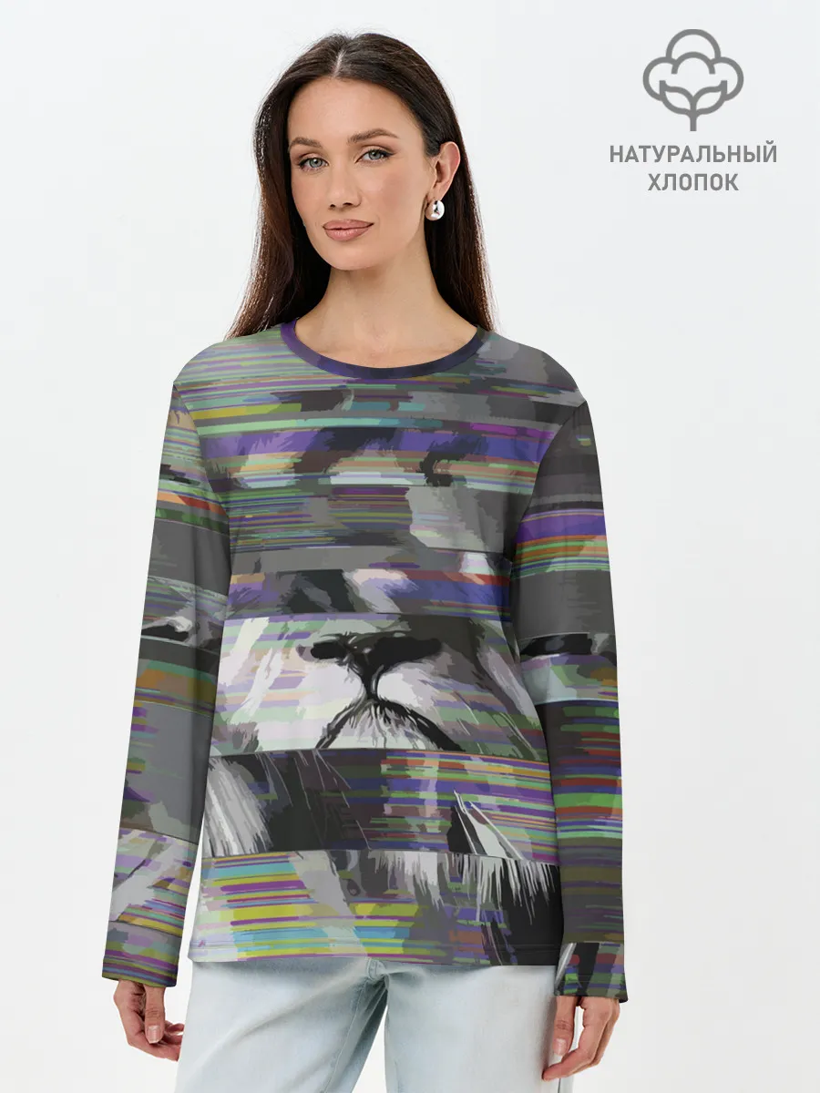 Лонгслив женский. Хлопок / Glitch lion 2020