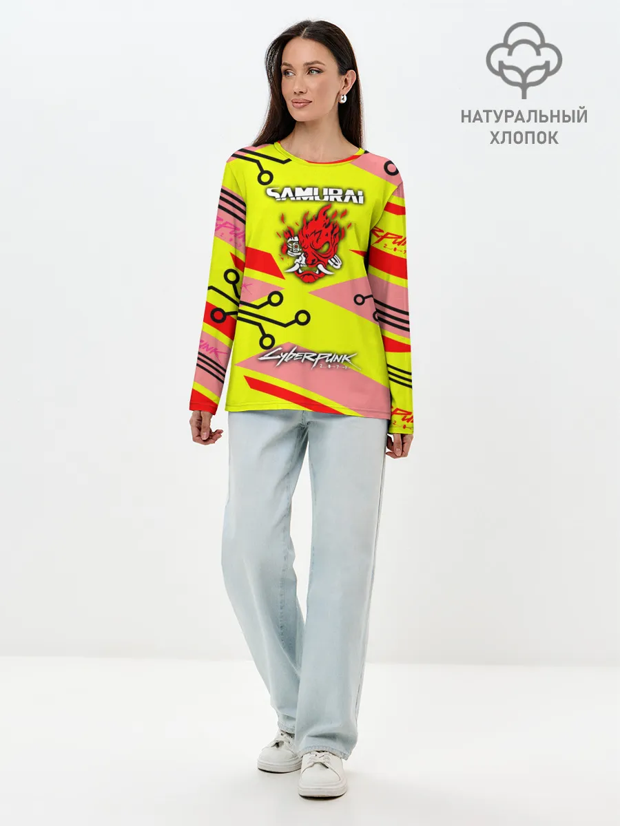 Лонгслив женский. Хлопок / Cyberpunk 2077 Киберматрица.