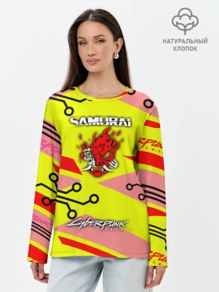 Лонгслив женский. Хлопок / Cyberpunk 2077 Киберматрица.
