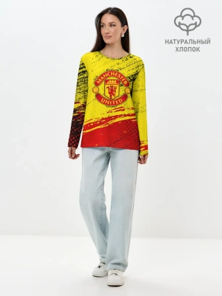 Лонгслив женский. Хлопок / Manchester United Футбольный клуб.
