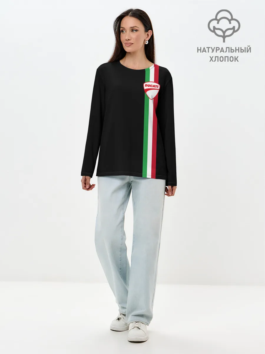 Лонгслив женский. Хлопок / DUCATI MOTOCYCLE ITALY LINE