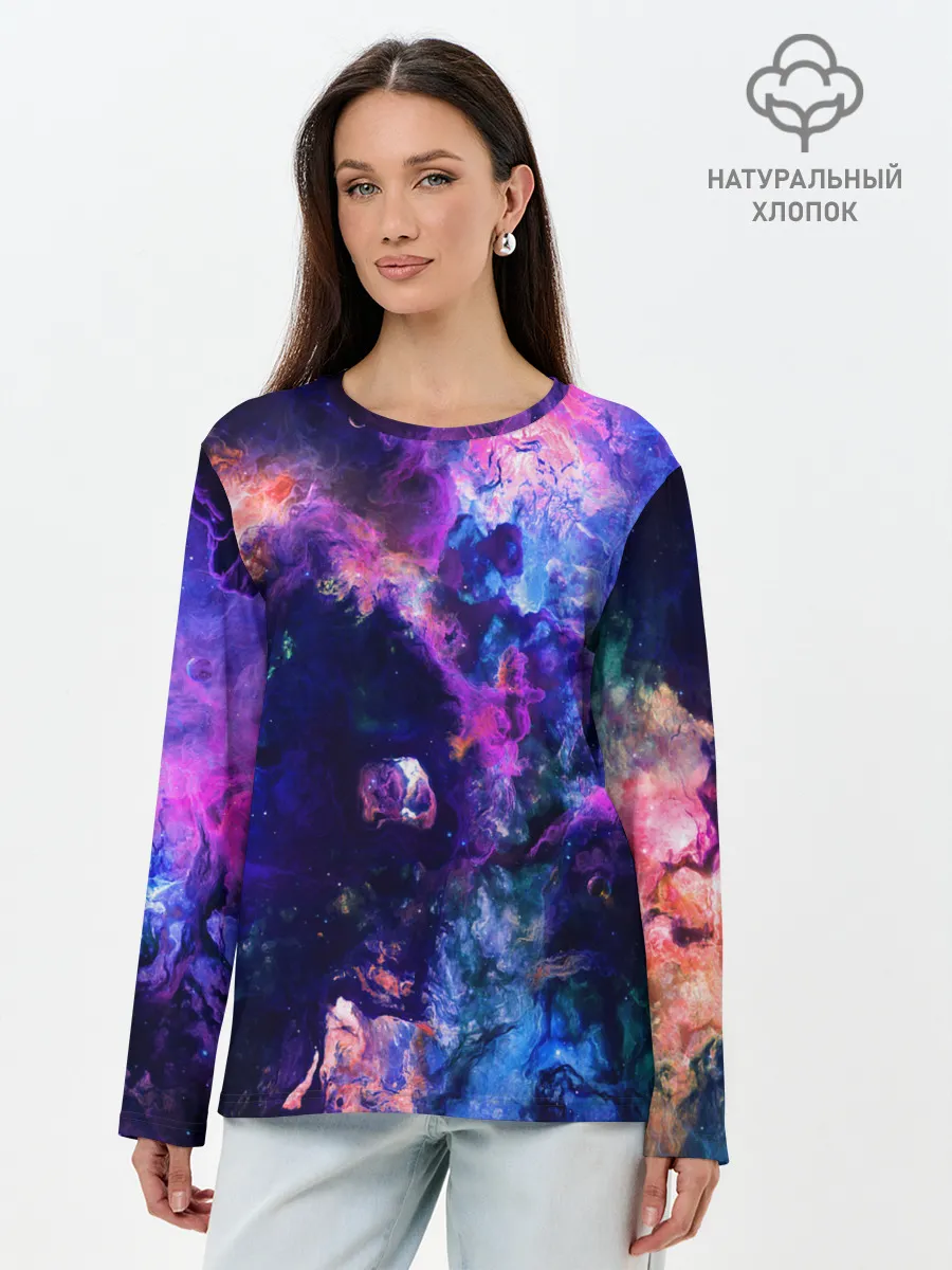 Лонгслив женский. Хлопок / НЕОНОВЫЕ КОСМОС / NEON SPACE