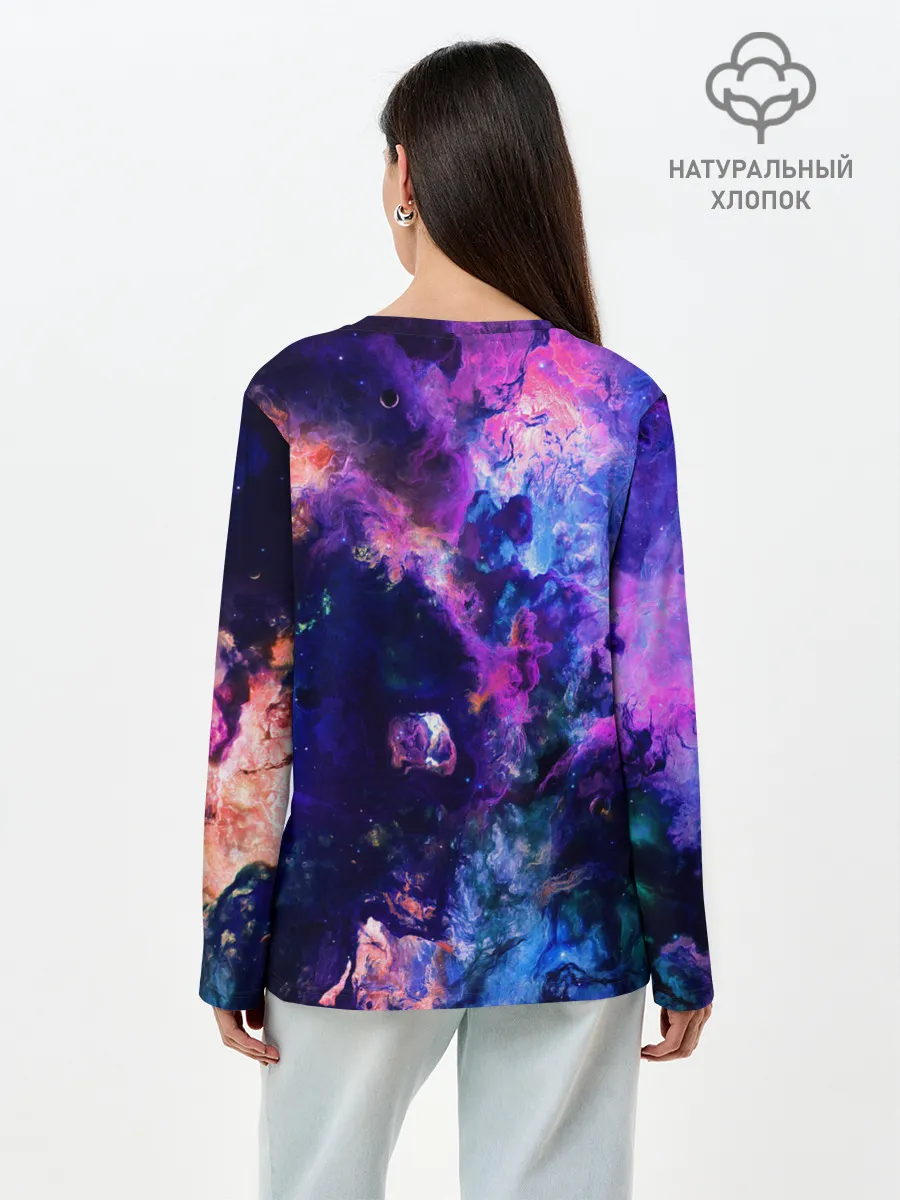 Лонгслив женский. Хлопок / НЕОНОВЫЕ КОСМОС / NEON SPACE