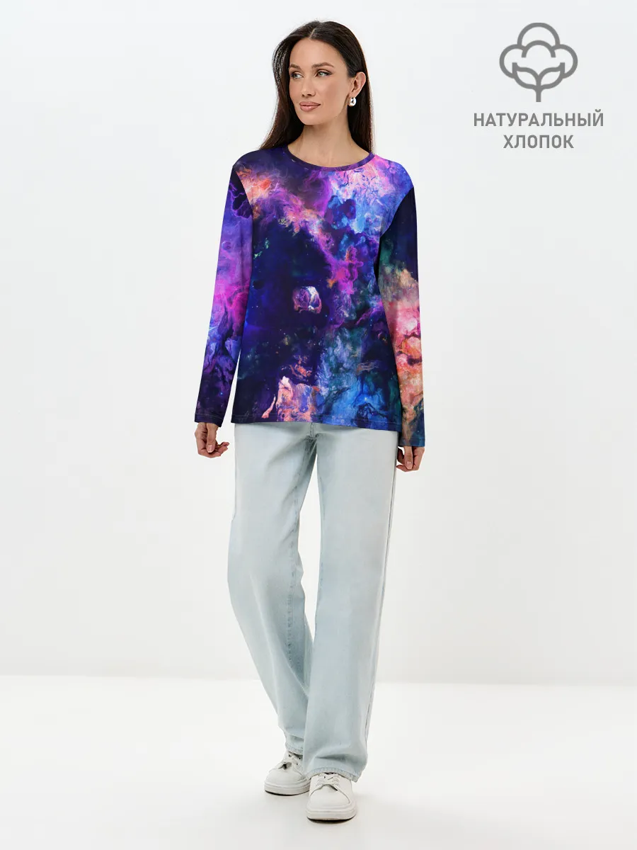 Лонгслив женский. Хлопок / НЕОНОВЫЕ КОСМОС / NEON SPACE