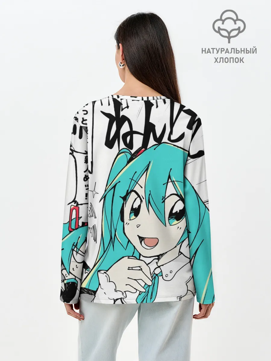 Лонгслив женский. Хлопок / Hatsune Miku