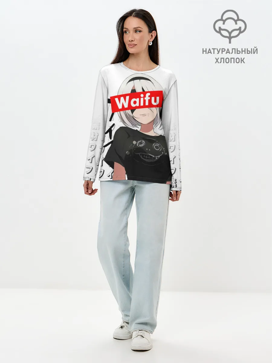 Лонгслив женский. Хлопок / Waifu - 2B Nier