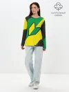 Лонгслив женский. Хлопок / JDM GREEN YELLOW LOGO