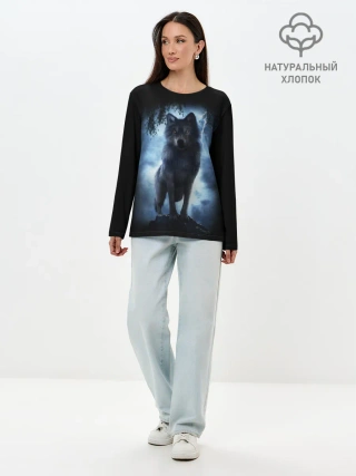 Лонгслив женский. Хлопок / ВОЛК БРОДЯГА