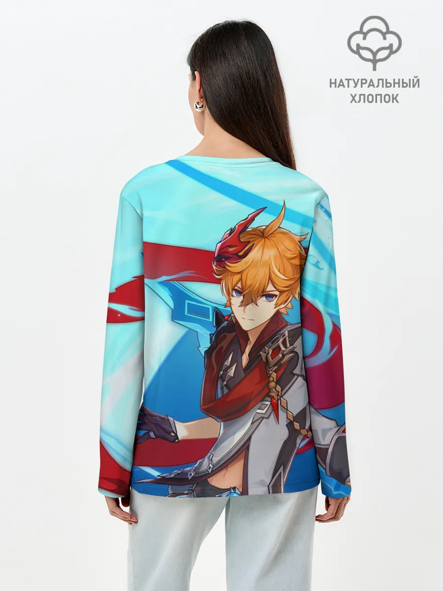 Лонгслив женский. Хлопок / Геншин импакт: Тарталья