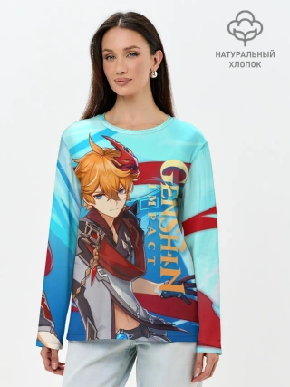 Лонгслив женский. Хлопок / Геншин импакт: Тарталья