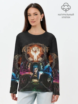 Лонгслив женский. Хлопок / Аркейн Джинкс,Ви и Силко