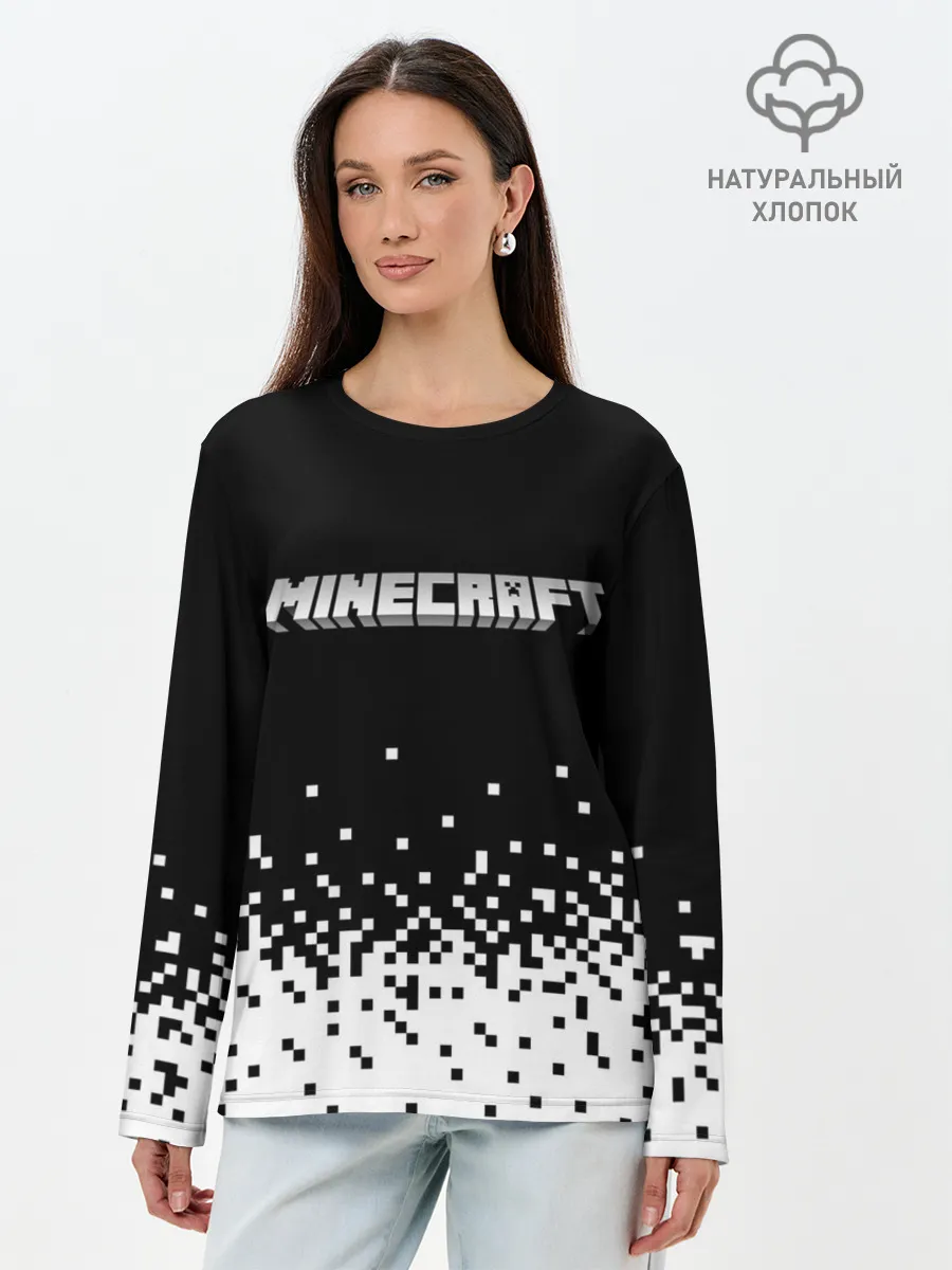 Лонгслив женский. Хлопок / Minecraft | Майнкрафт | логотип