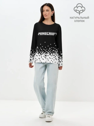Лонгслив женский. Хлопок / Minecraft | Майнкрафт | логотип