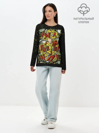 Лонгслив женский. Хлопок / Сайта пробивает стену One Punch-Man