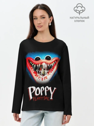 Лонгслив женский. Хлопок / Huggy Wuggy, Poppy Playtime