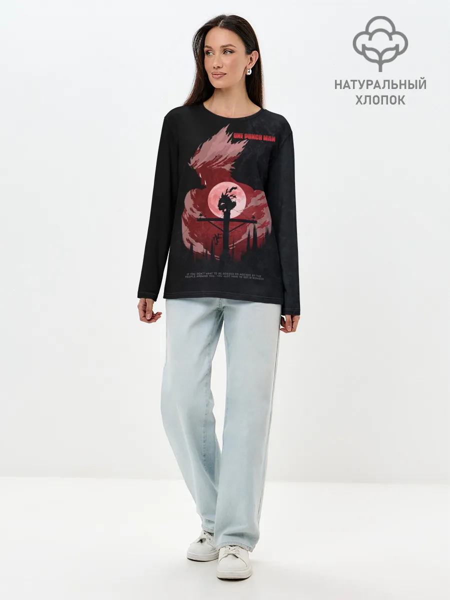 Лонгслив женский. Хлопок / One Punch-Man эпичный Гароу