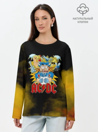 Лонгслив женский. Хлопок / Карикатура Ангус Янг - AC/DC