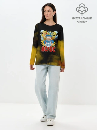 Лонгслив женский. Хлопок / Карикатура Ангус Янг - AC/DC