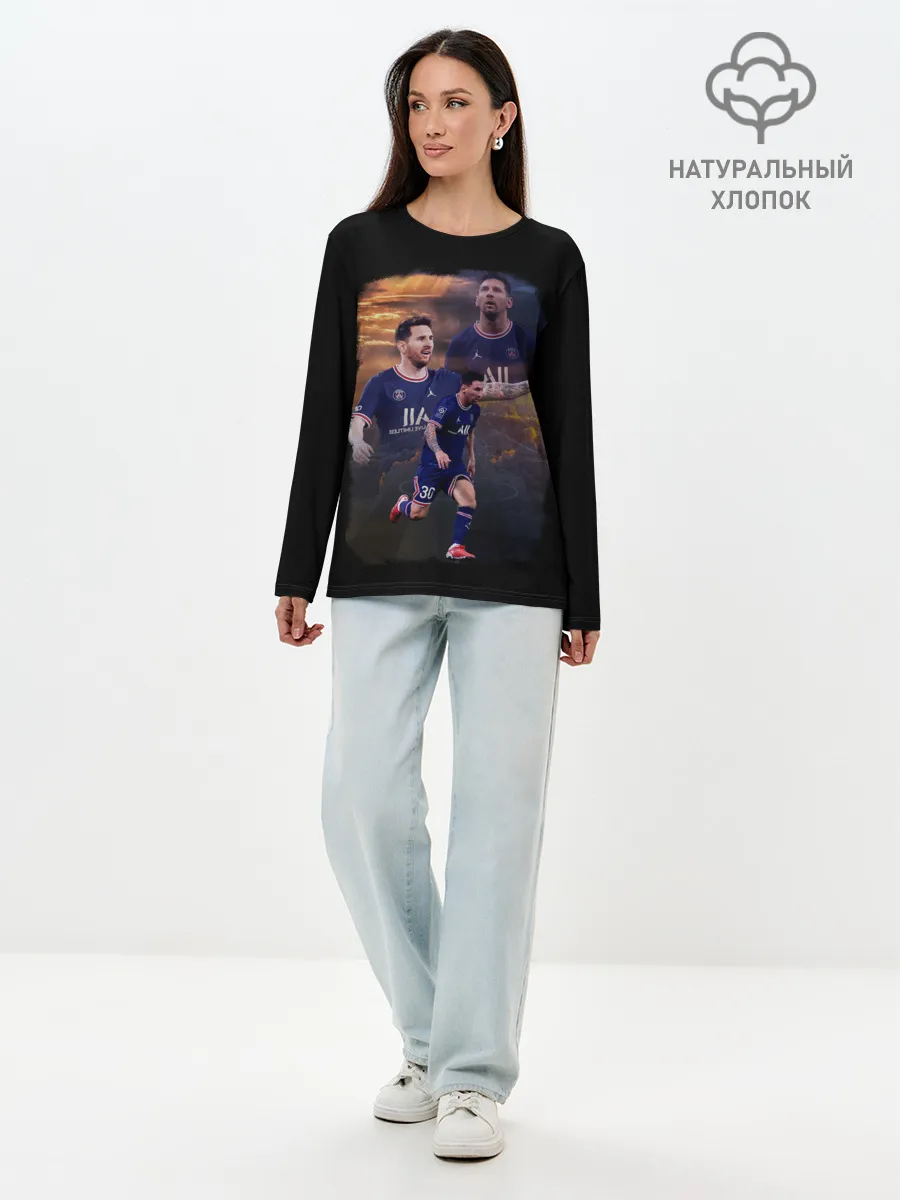 Лонгслив женский. Хлопок / ЛИОНЕЛЬ МЕССИ ПСЖ