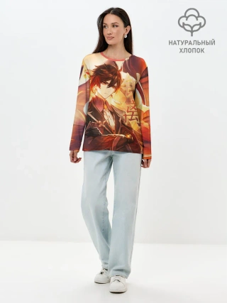 Лонгслив женский. Хлопок / Genshin Impact: Zhongli