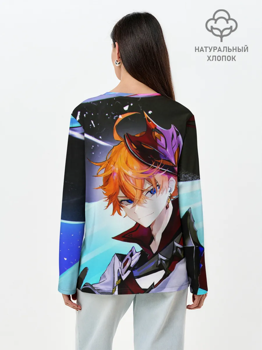 Лонгслив женский. Хлопок / Genshin Impact: Tartaglia,