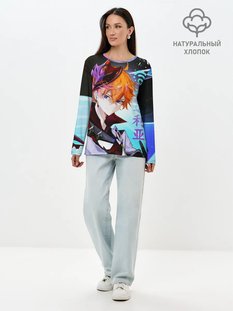 Лонгслив женский. Хлопок / Genshin Impact: Tartaglia,