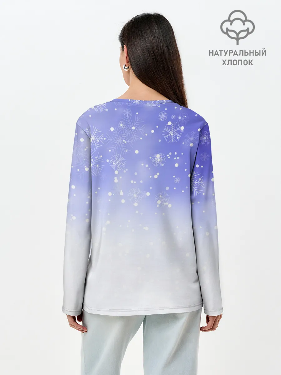 Лонгслив женский. Хлопок / Новогодний Лабрадор / New Years Labrador