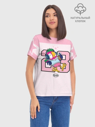Женская базовая футболка хлопок / Попугай Кеша Pink