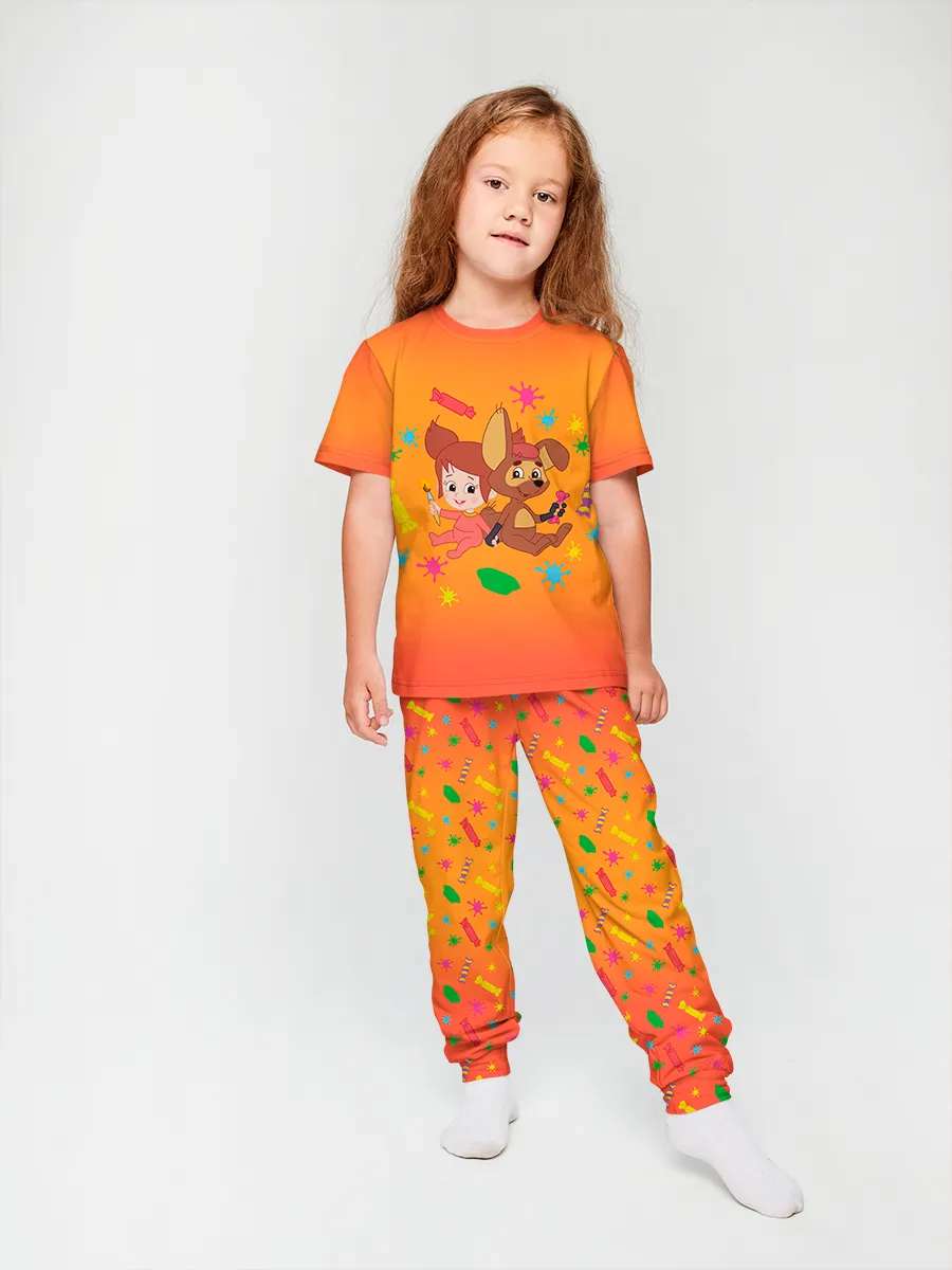 Детская пижама с брюками хлопок / Простоквашино Orange