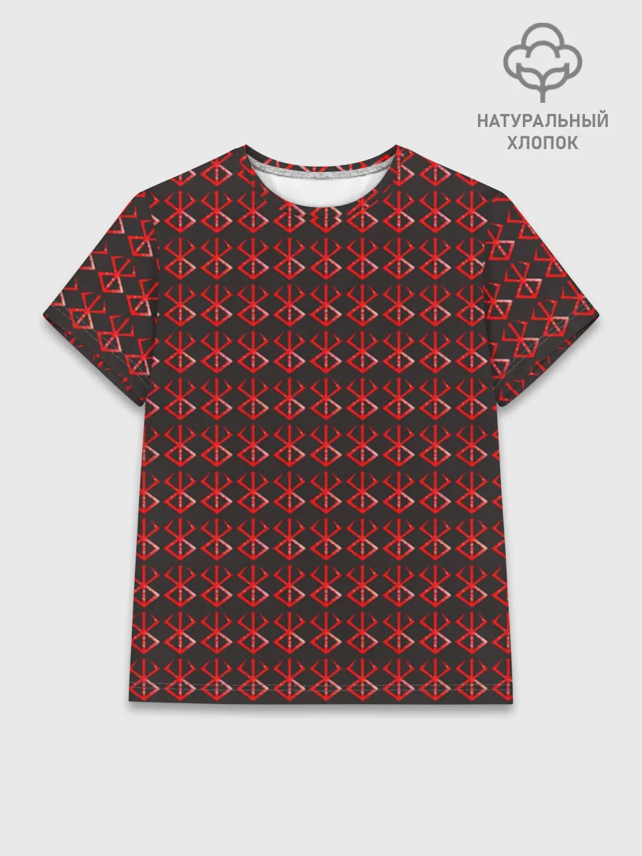 Женская базовая футболка хлопок / Красный паттерн