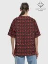 Женская футболка оверсайз хлопок / Красный паттерн