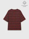 Женская футболка оверсайз хлопок / Красный паттерн
