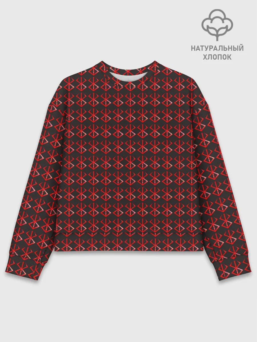 Женский свитшот базовый хлопок / Красный паттерн