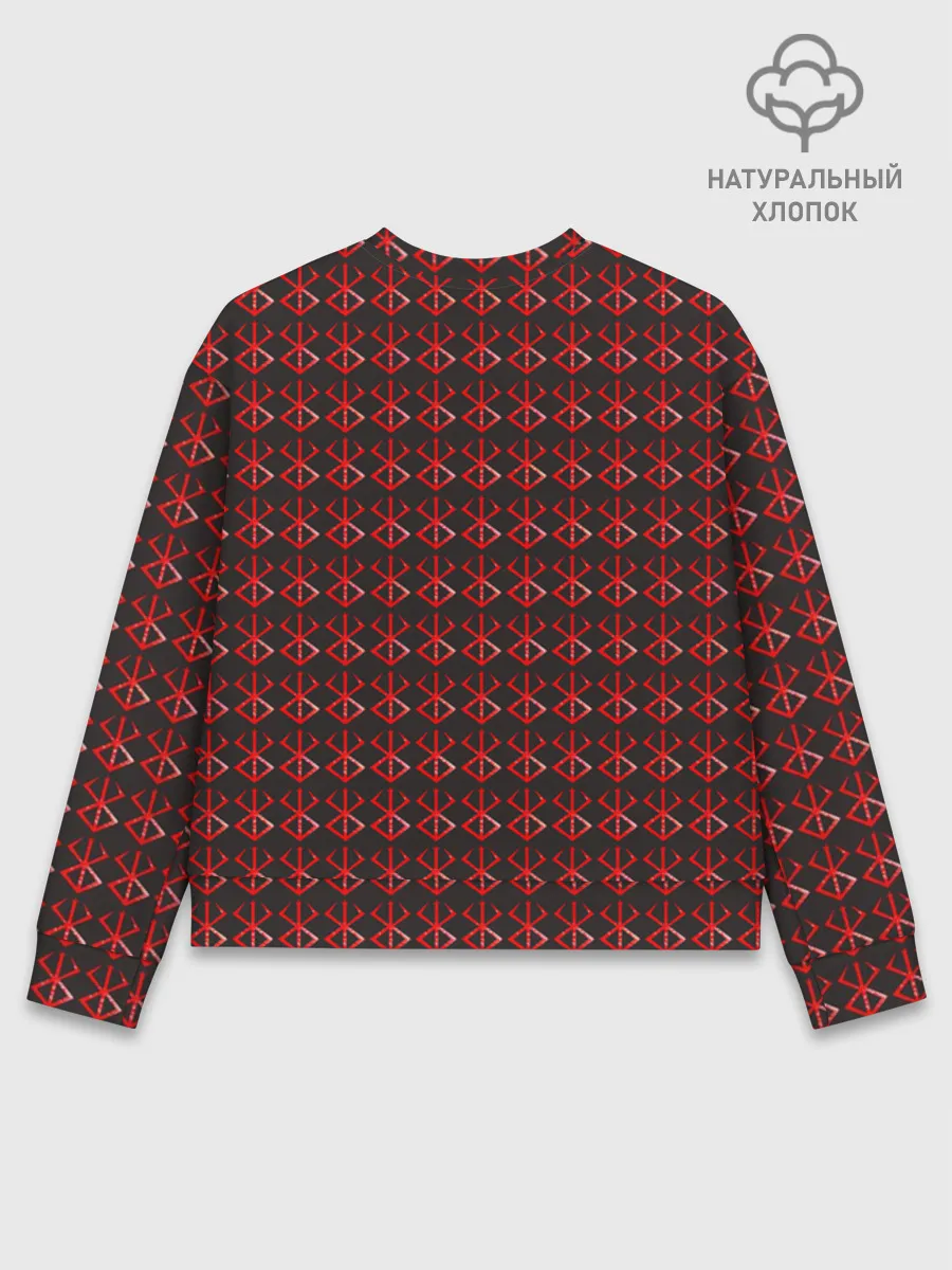 Женский свитшот базовый хлопок / Красный паттерн