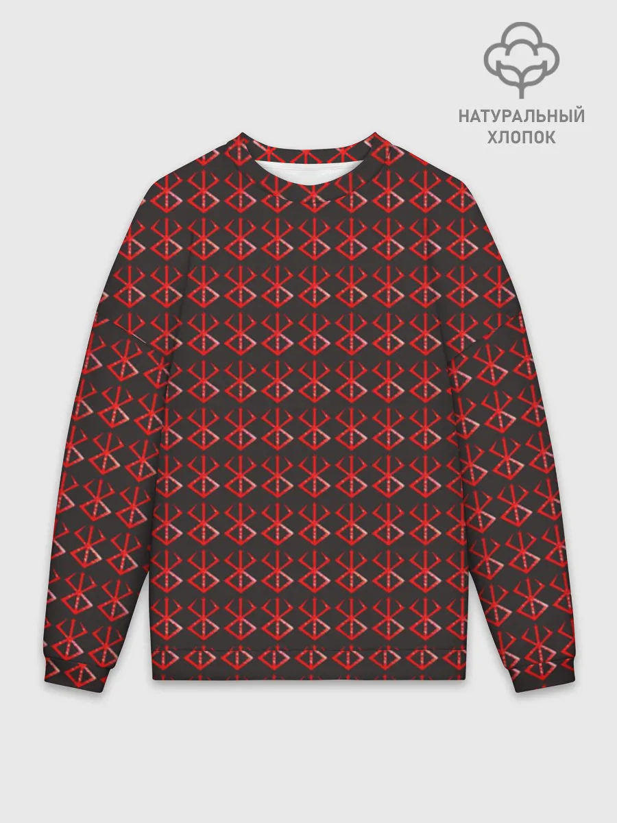 Мужской свитшот оверсайз хлопок / Красный паттерн