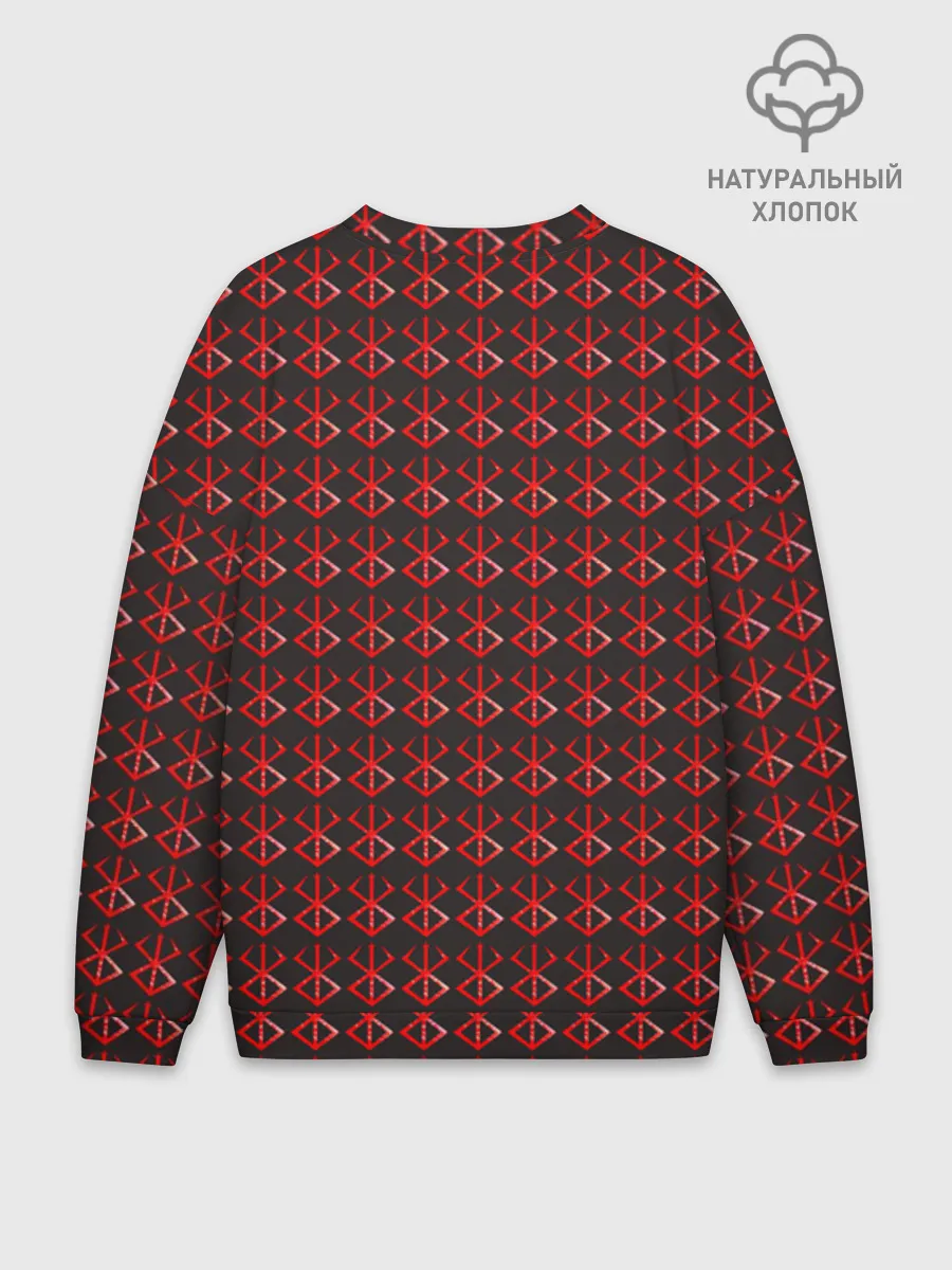 Мужской свитшот оверсайз хлопок / Красный паттерн
