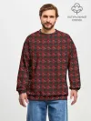 Мужской свитшот оверсайз хлопок / Красный паттерн