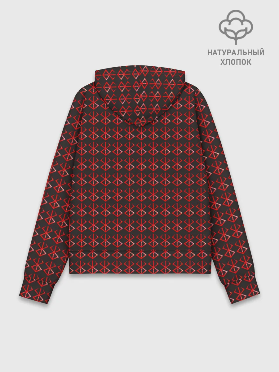 Худи женский база хлопок / Красный паттерн