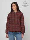 Худи женский база хлопок / Красный паттерн