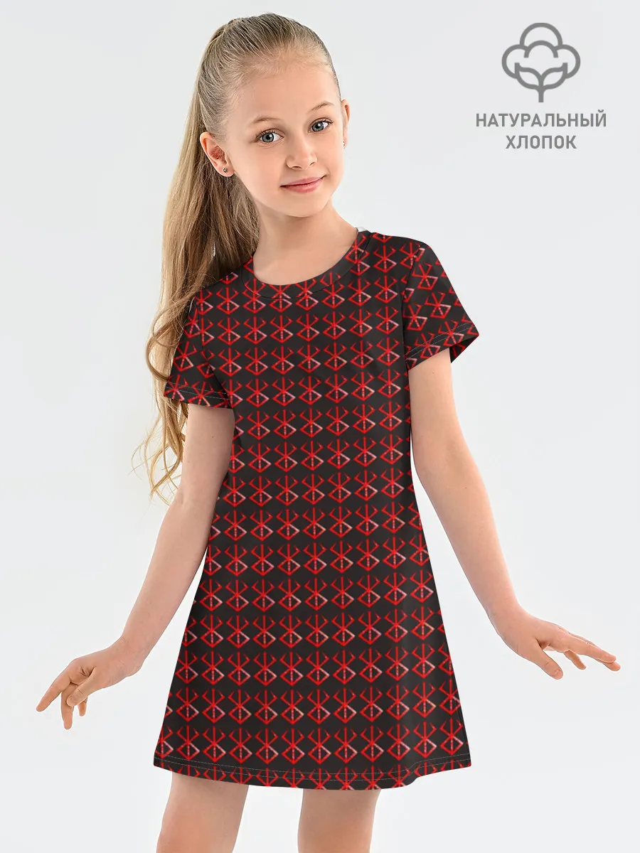 Детское платье хлопок / Красный паттерн