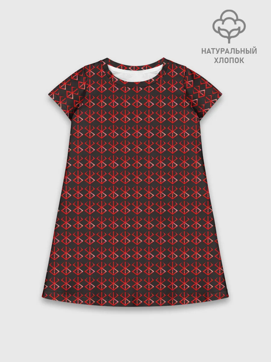 Детское платье хлопок / Красный паттерн
