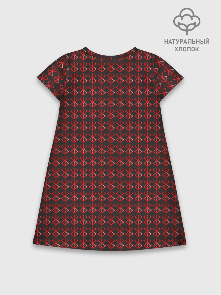 Детское платье хлопок / Красный паттерн