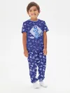 Детская пижама с брюками хлопок / Детская пижама дизайн P032_WolfyBlue