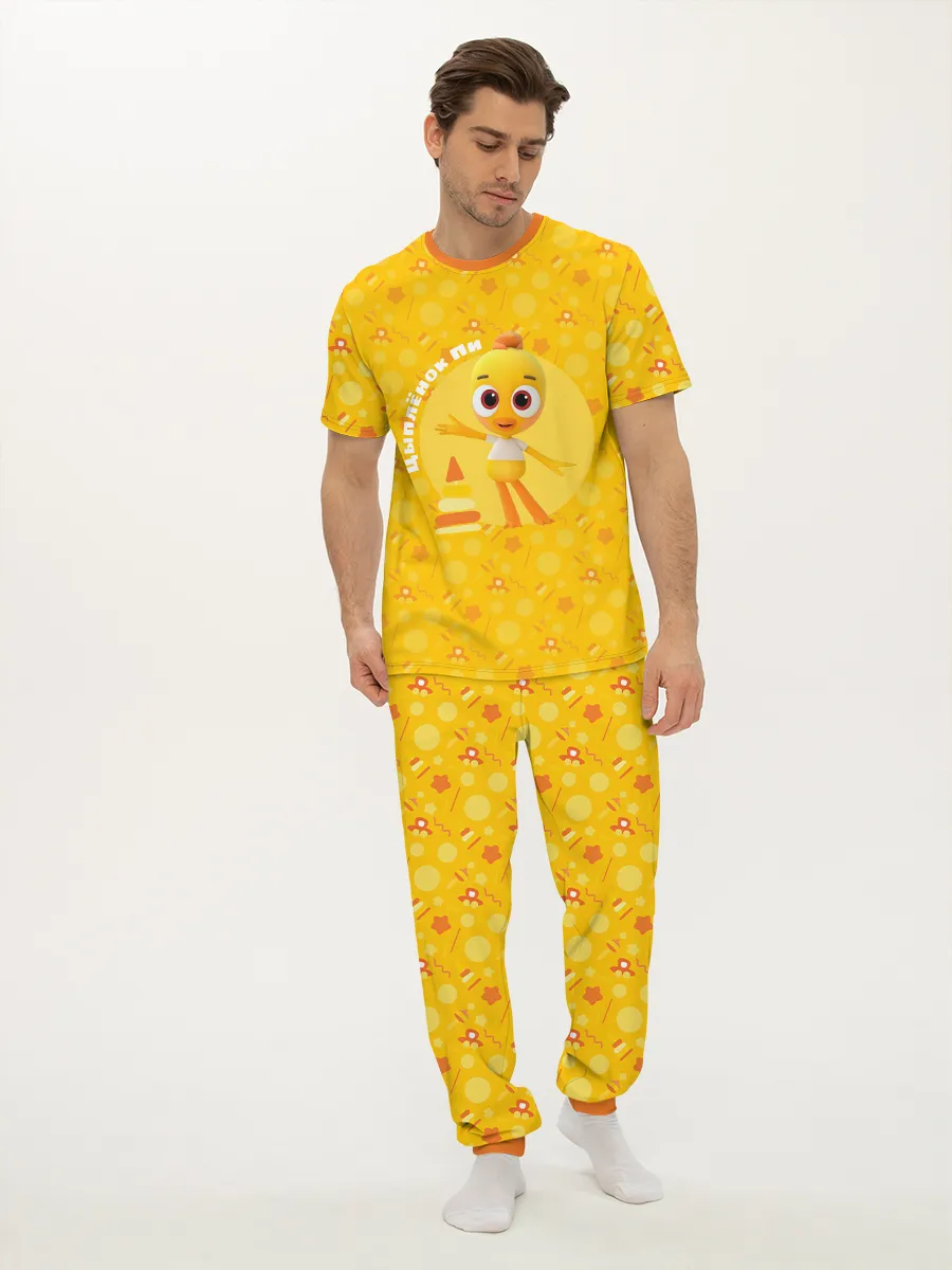 Мужская пижама с брюками / Мужская пижама дизайн P032_CheepYellow
