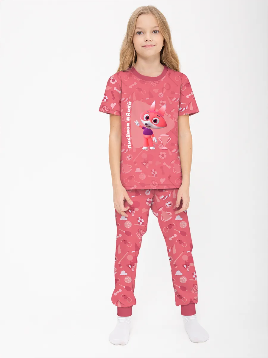 Детская пижама с брюками хлопок / Цветняшки FoxtailLightRed