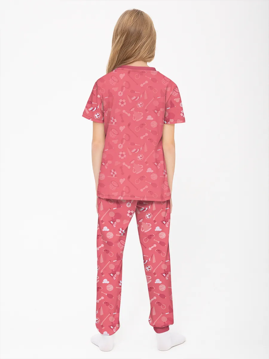 Детская пижама с брюками хлопок / Цветняшки FoxtailLightRed