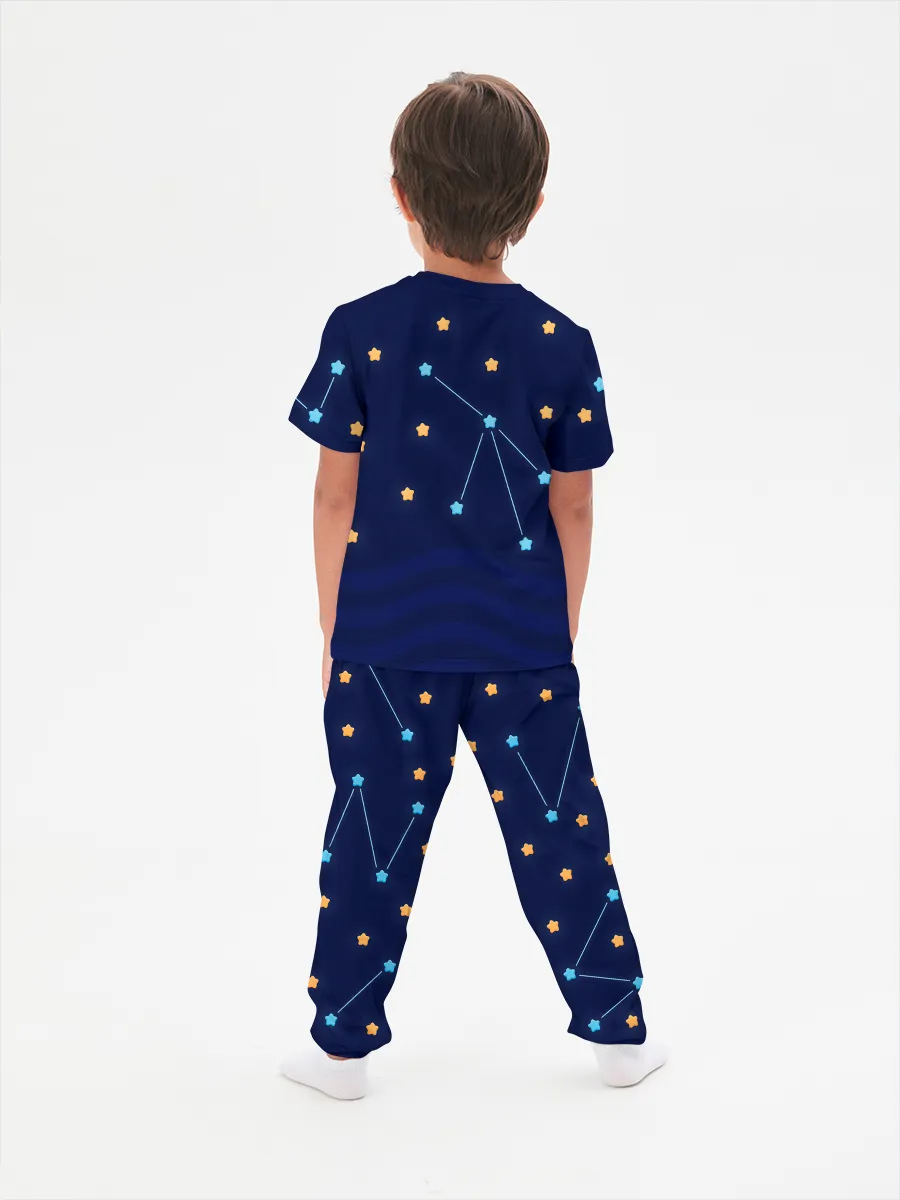 Детская пижама с брюками хлопок / Цветняшки WolfyDarkBlue